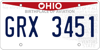 OH license plate GRX3451