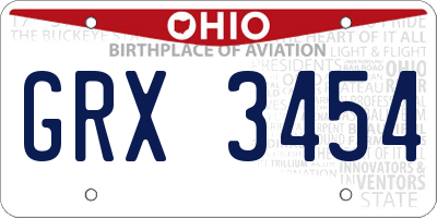 OH license plate GRX3454