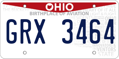 OH license plate GRX3464