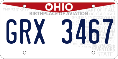 OH license plate GRX3467