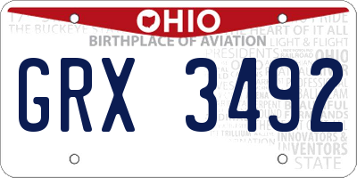 OH license plate GRX3492