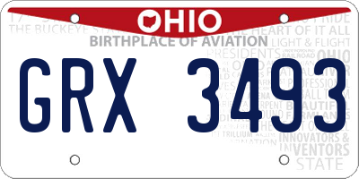 OH license plate GRX3493