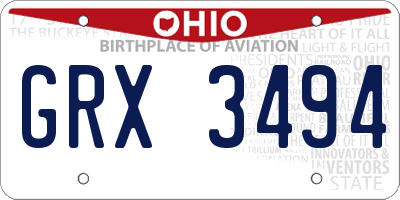 OH license plate GRX3494