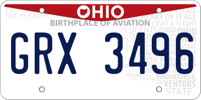 OH license plate GRX3496