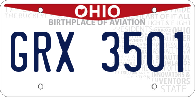 OH license plate GRX3501