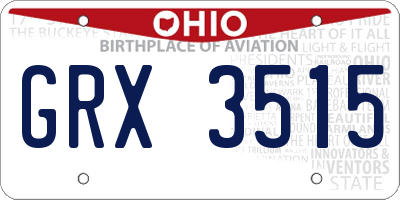 OH license plate GRX3515