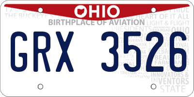 OH license plate GRX3526