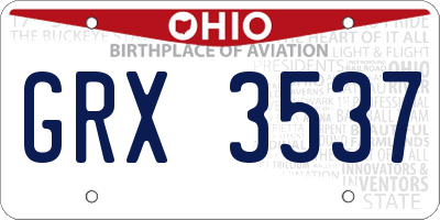 OH license plate GRX3537