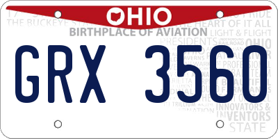 OH license plate GRX3560