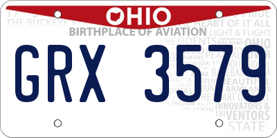 OH license plate GRX3579