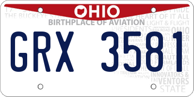 OH license plate GRX3581