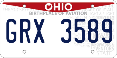 OH license plate GRX3589