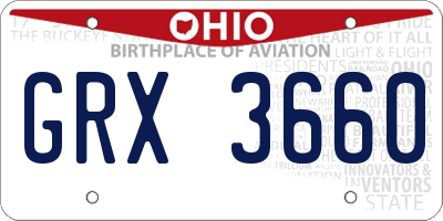 OH license plate GRX3660