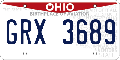 OH license plate GRX3689