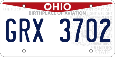 OH license plate GRX3702