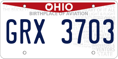 OH license plate GRX3703