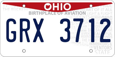 OH license plate GRX3712