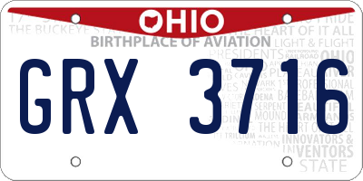 OH license plate GRX3716