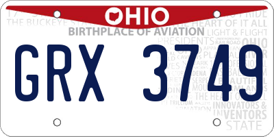 OH license plate GRX3749