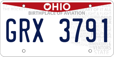 OH license plate GRX3791