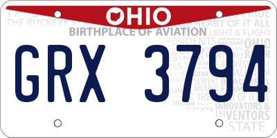 OH license plate GRX3794