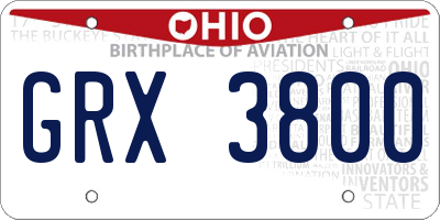 OH license plate GRX3800