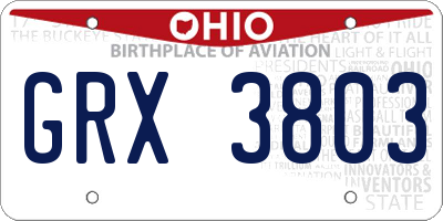 OH license plate GRX3803