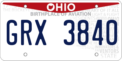 OH license plate GRX3840