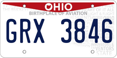 OH license plate GRX3846
