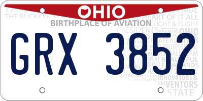 OH license plate GRX3852