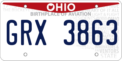 OH license plate GRX3863