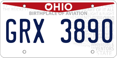 OH license plate GRX3890