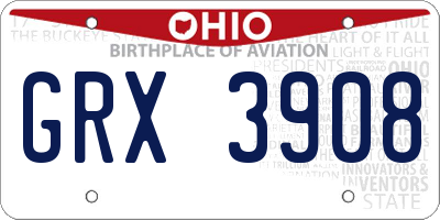 OH license plate GRX3908