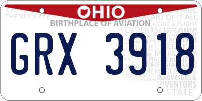 OH license plate GRX3918