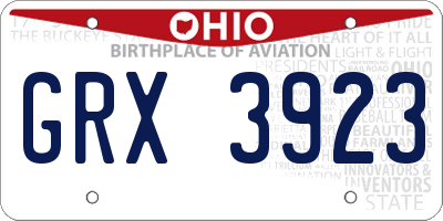 OH license plate GRX3923