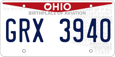OH license plate GRX3940