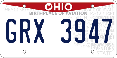 OH license plate GRX3947