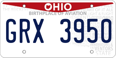 OH license plate GRX3950