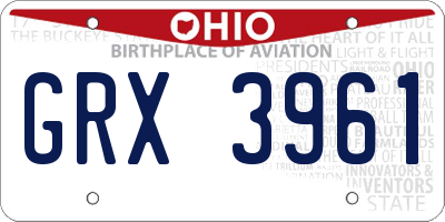 OH license plate GRX3961