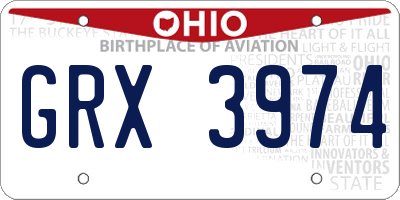OH license plate GRX3974