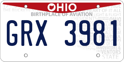 OH license plate GRX3981