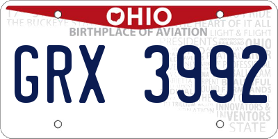 OH license plate GRX3992