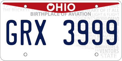 OH license plate GRX3999