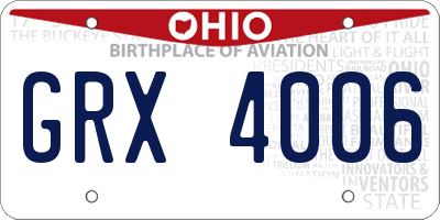 OH license plate GRX4006