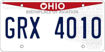 OH license plate GRX4010