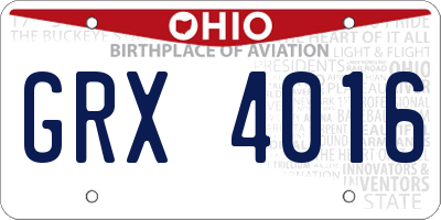OH license plate GRX4016