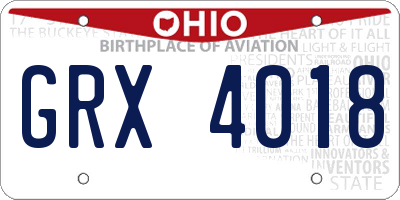 OH license plate GRX4018