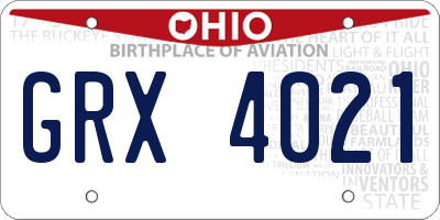 OH license plate GRX4021