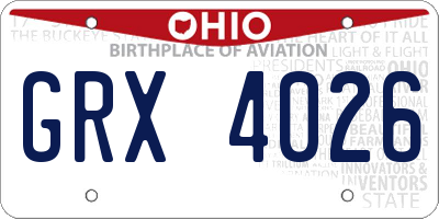 OH license plate GRX4026