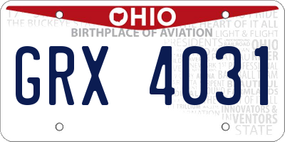 OH license plate GRX4031